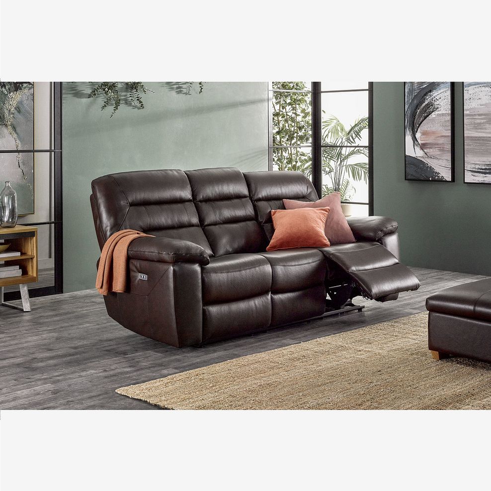 Hastings 3 Seater Electric Recliner Sofa in Two Tone Brown Leather 3