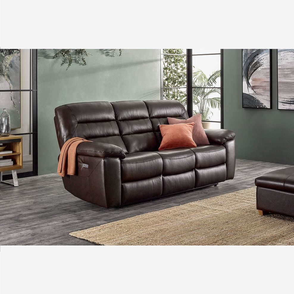 Hastings 3 Seater Electric Recliner Sofa in Two Tone Brown Leather 1