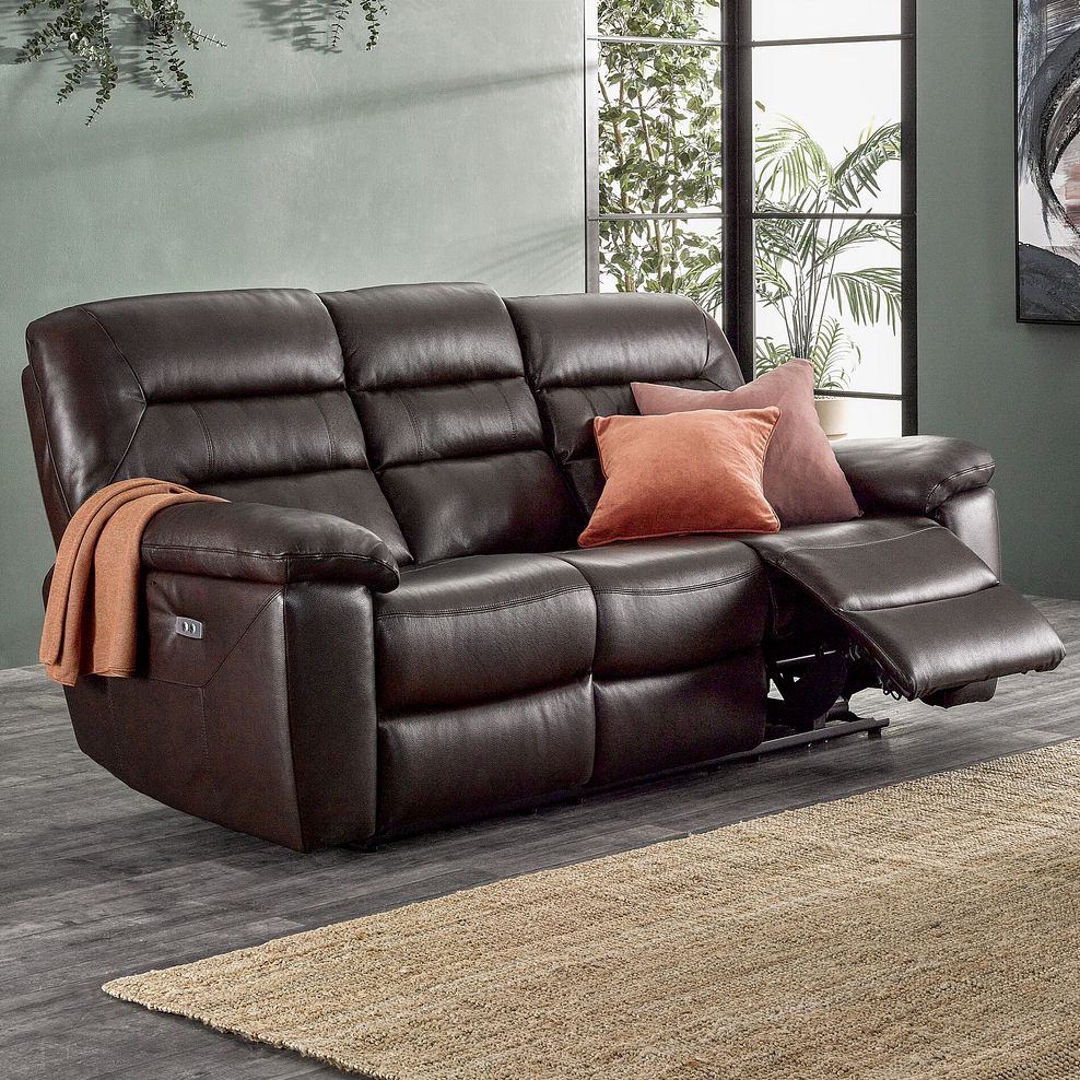 Hastings 3 Seater Electric Recliner Sofa in Two Tone Brown Leather 1