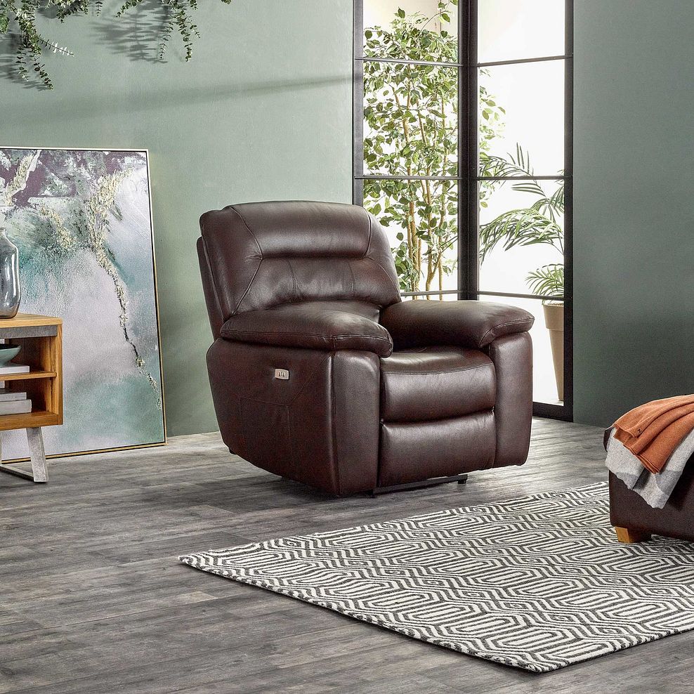 Hastings Electric Recliner Armchair in Two Tone Brown Leather 14