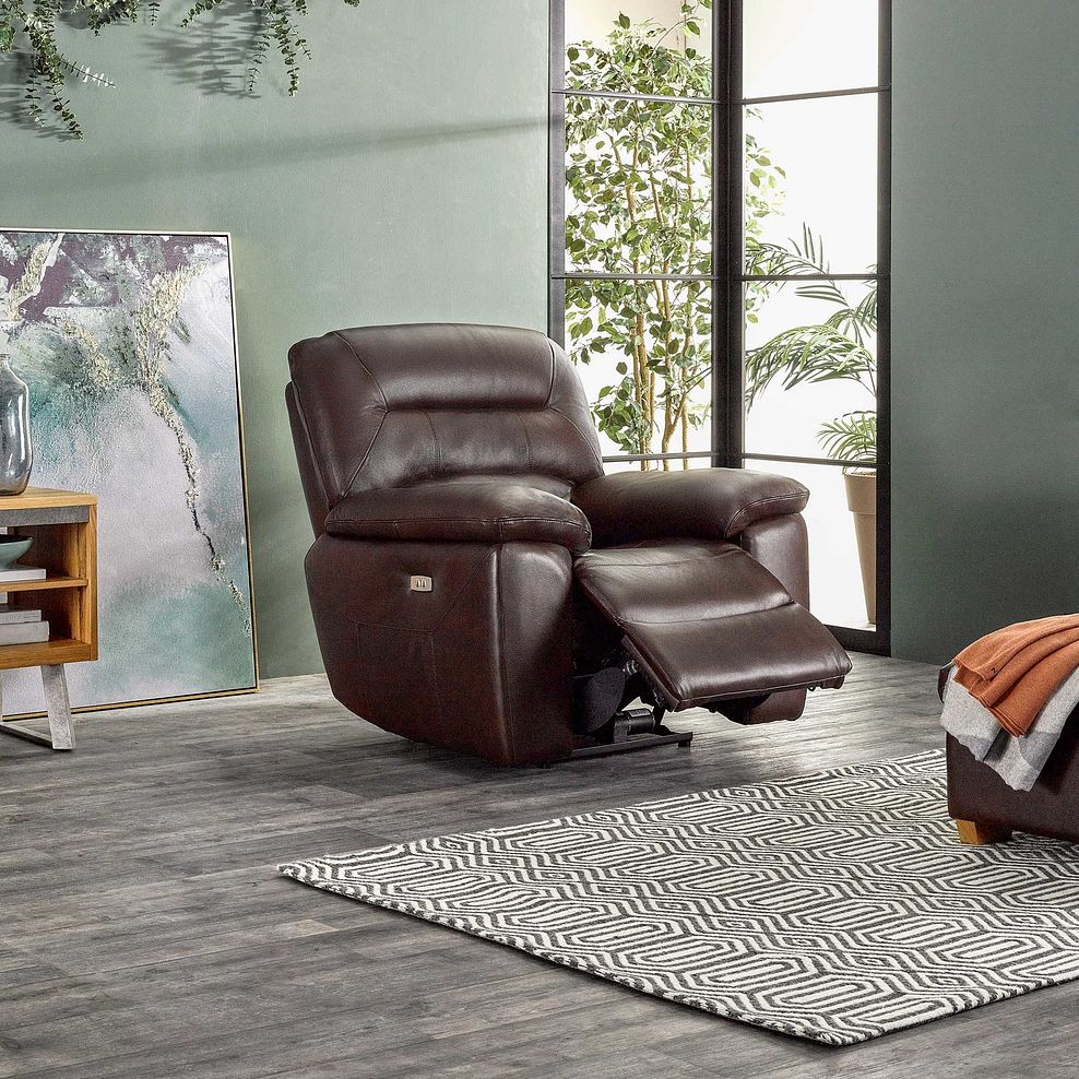 Hastings Electric Recliner Armchair in Two Tone Brown Leather 16