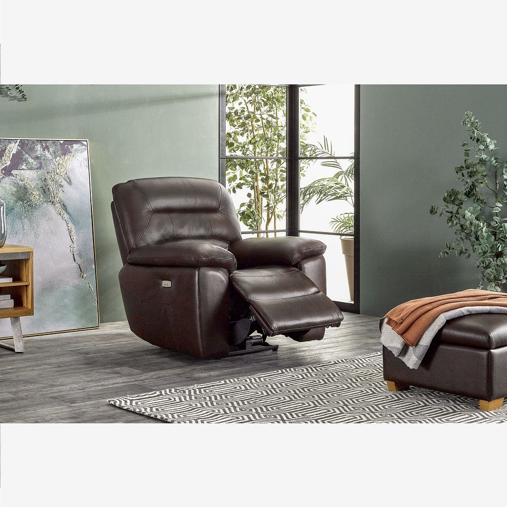 Hastings Electric Recliner Armchair in Two Tone Brown Leather Thumbnail 3