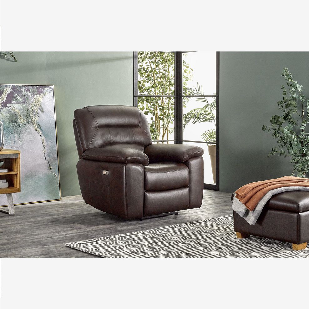 Hastings Electric Recliner Armchair in Two Tone Brown Leather Thumbnail 1