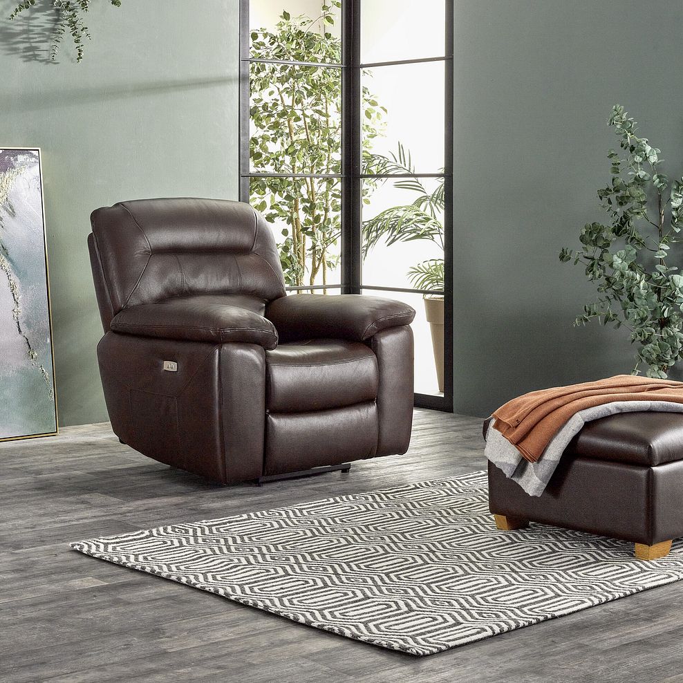 Hastings Electric Recliner Armchair in Two Tone Brown Leather 3