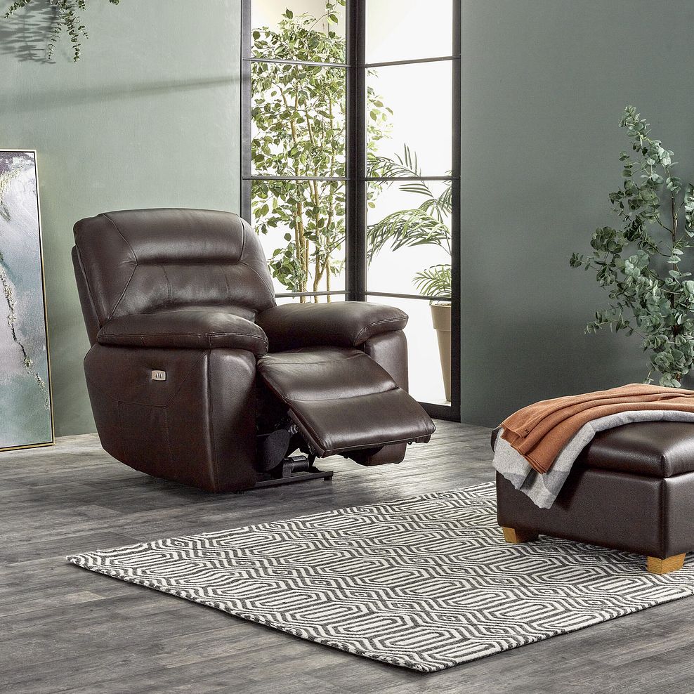 Hastings Electric Recliner Armchair in Two Tone Brown Leather 1