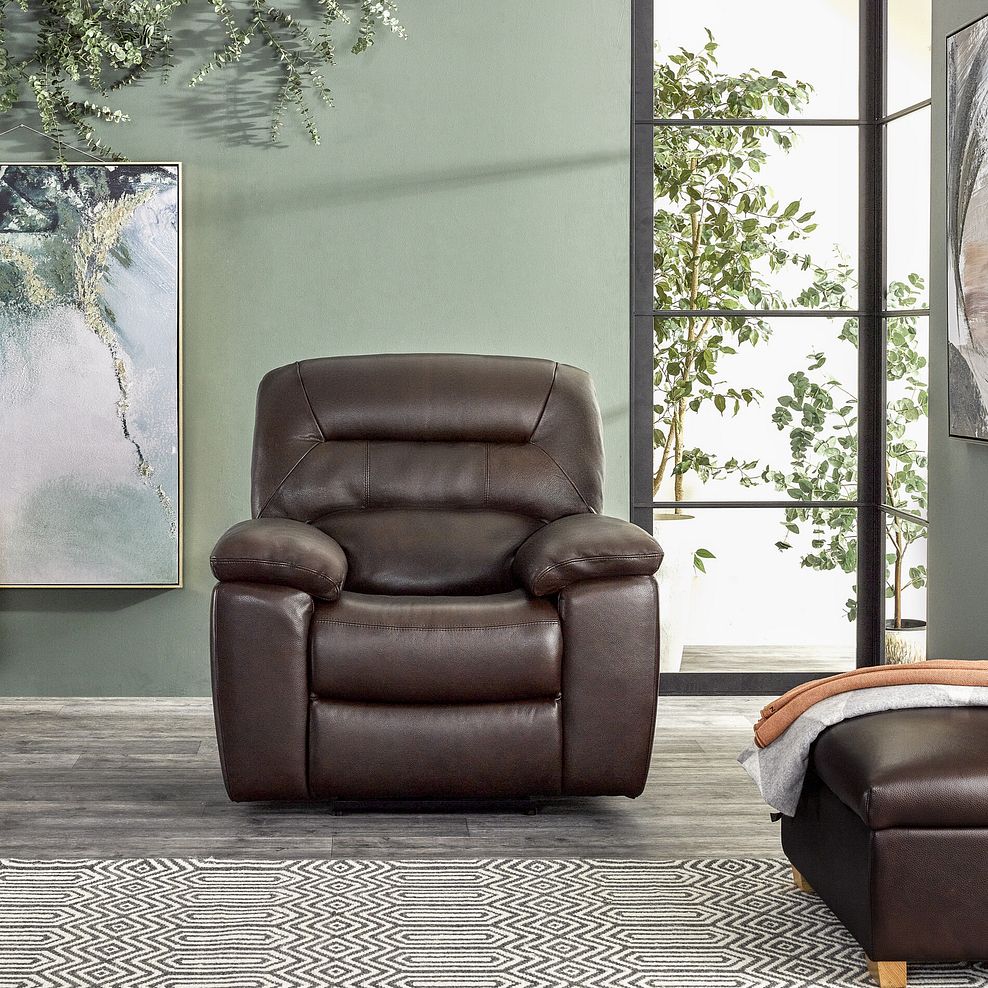 Hastings Electric Recliner Armchair in Two Tone Brown Leather 4