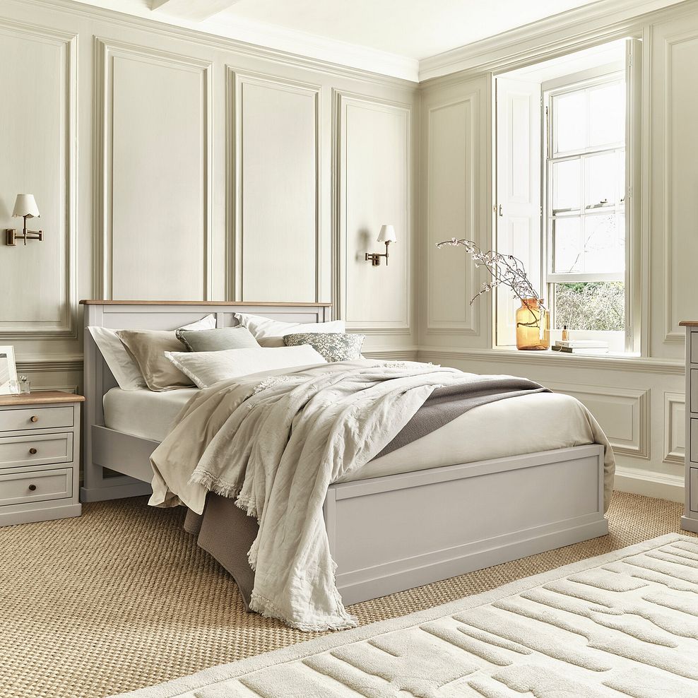 Henley Natural Oak and Stone Painted Hardwood King-size Bed 2