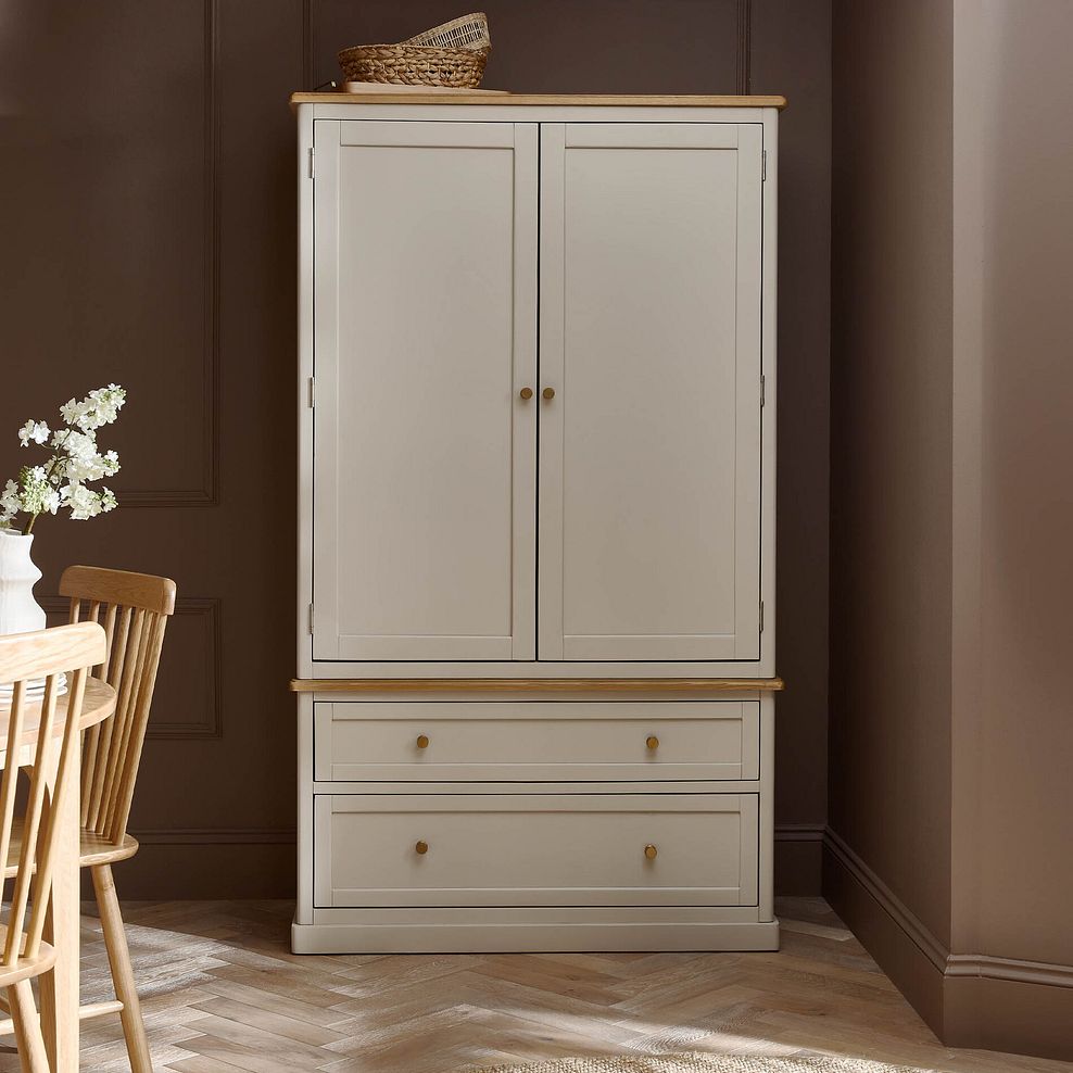 Henley Natural Oak and Stone Painted Hardwood Large Larder 2