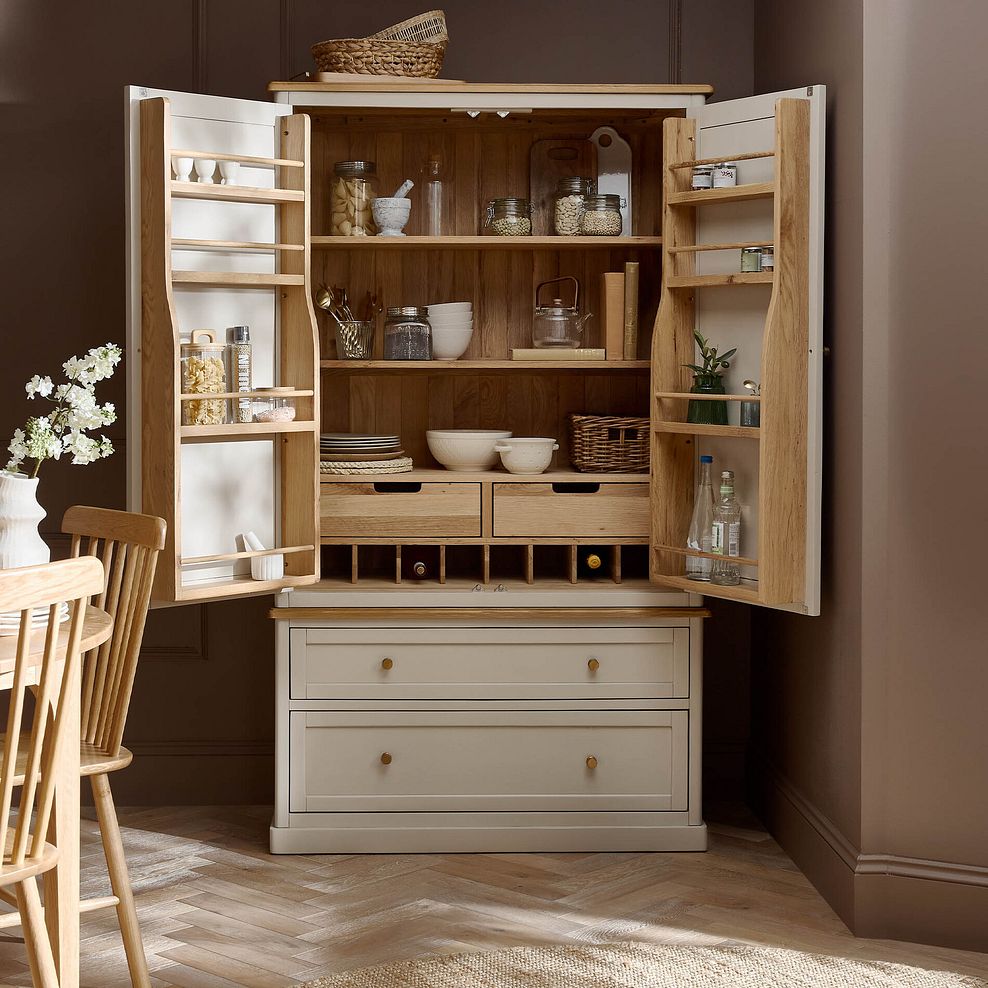 Henley Natural Oak and Stone Painted Hardwood Large Larder 3