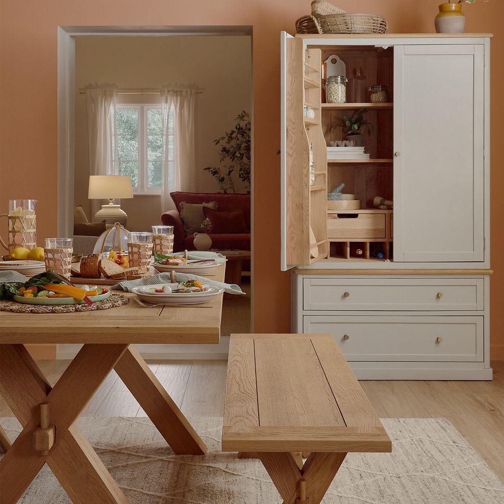 Henley Natural Oak and Stone Painted Hardwood Large Larder 4