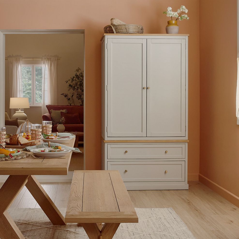 Henley Natural Oak and Stone Painted Hardwood Large Larder 3