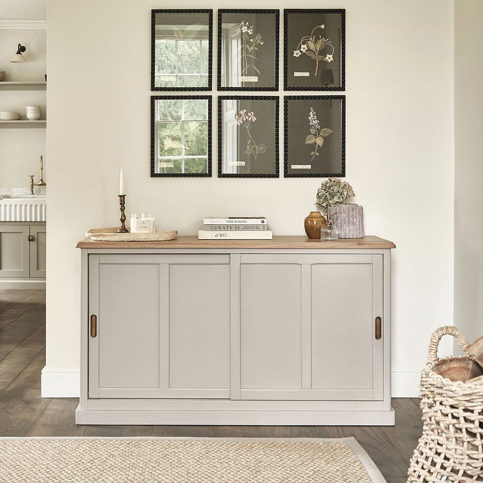 Henley Natural Oak and Stone Painted Hardwood Large Sideboard 1