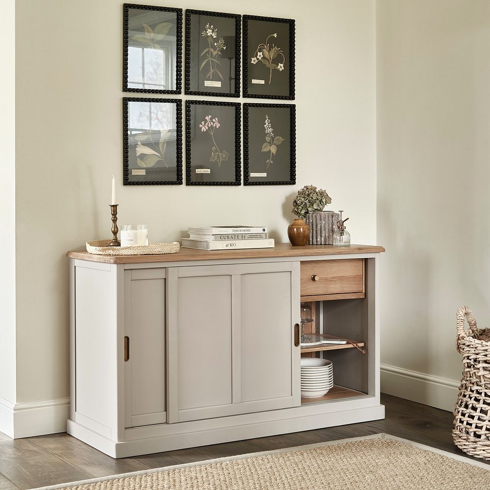 Henley Natural Oak and Stone Painted Hardwood Large Sideboard 4