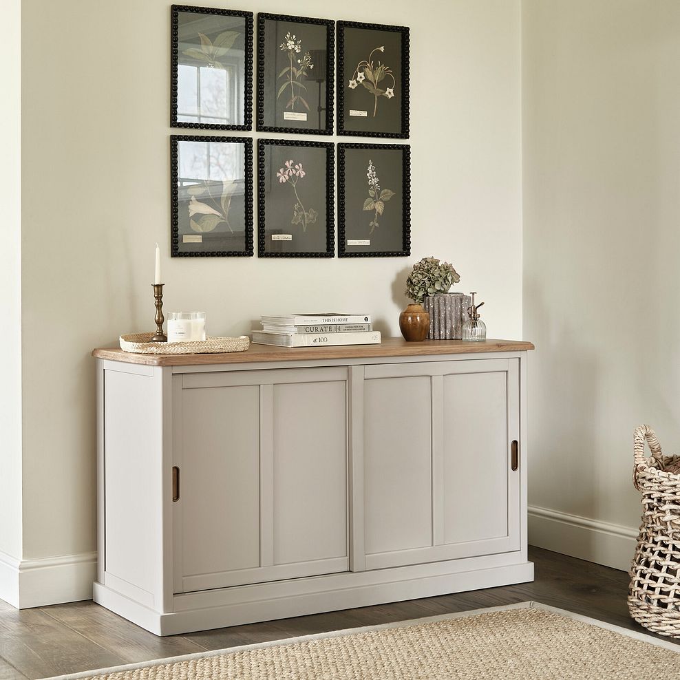 Henley Natural Oak and Stone Painted Hardwood Large Sideboard 3