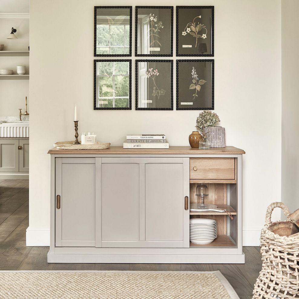 Henley Natural Oak and Stone Painted Hardwood Large Sideboard 2