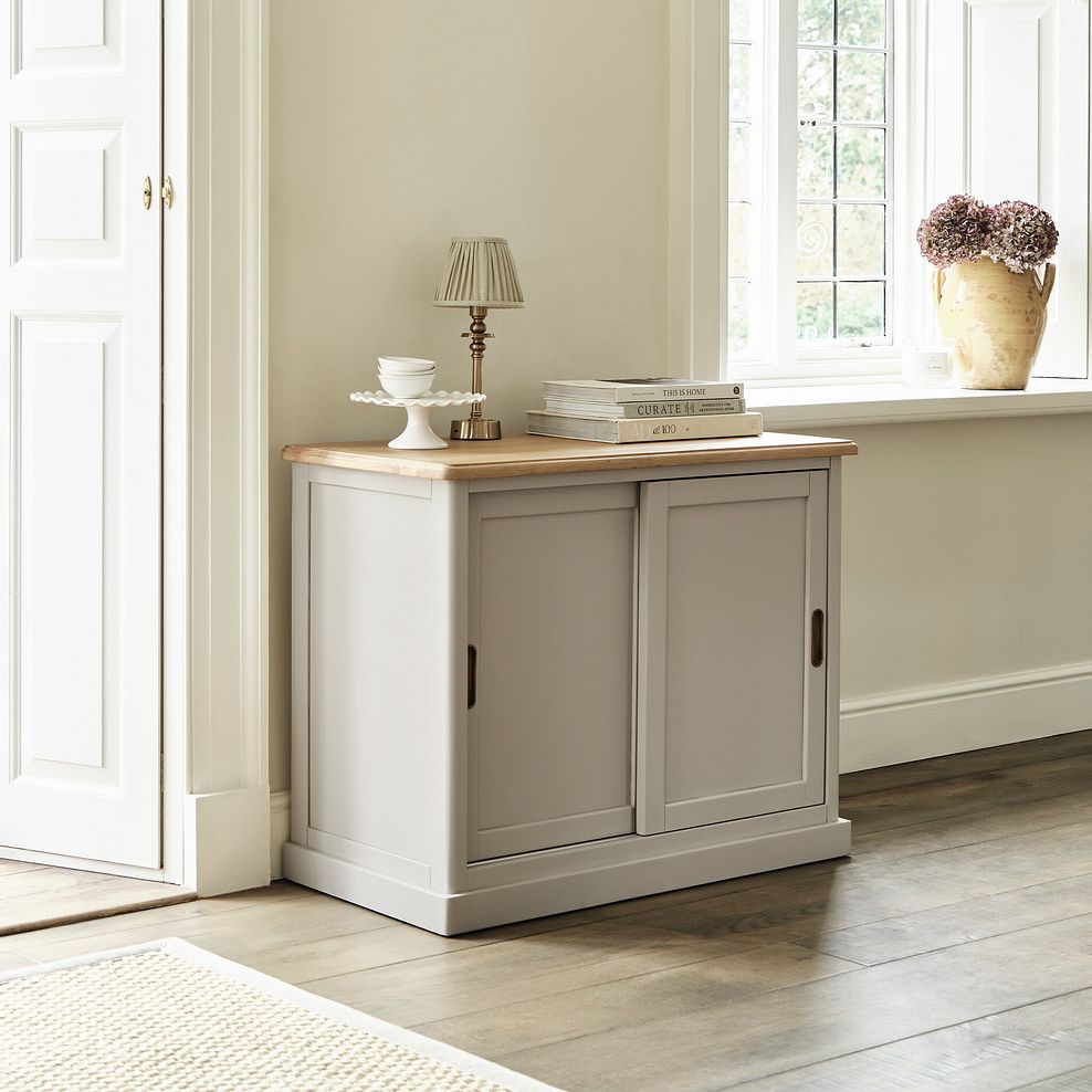 Henley Natural Oak and Stone Painted Hardwood Small Sideboard 3