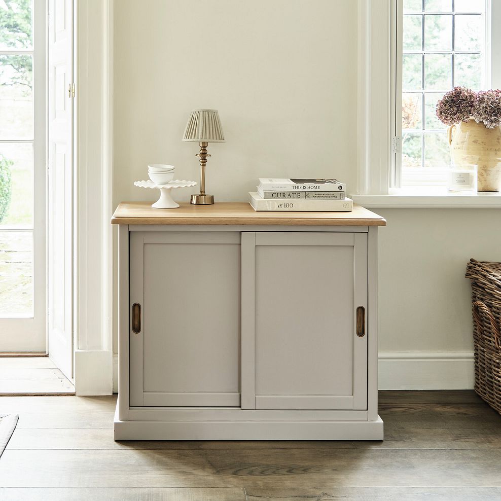 Henley Natural Oak and Stone Painted Hardwood Small Sideboard 1