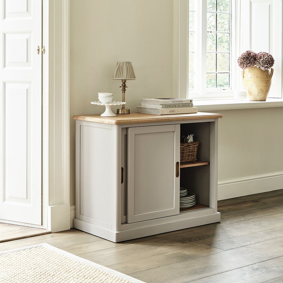 Henley Natural Oak and Stone Painted Hardwood Small Sideboard 4