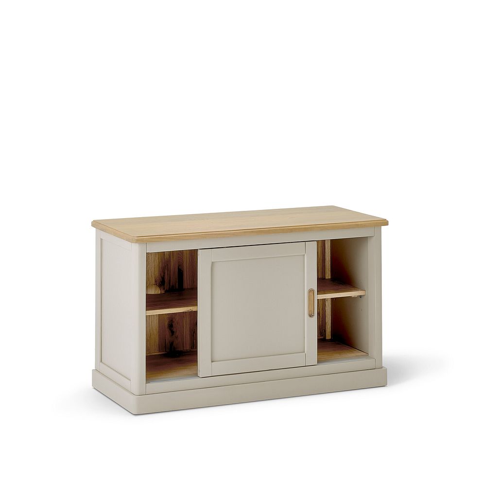 Henley Natural Oak and Stone Painted Hardwood Small TV Unit 4