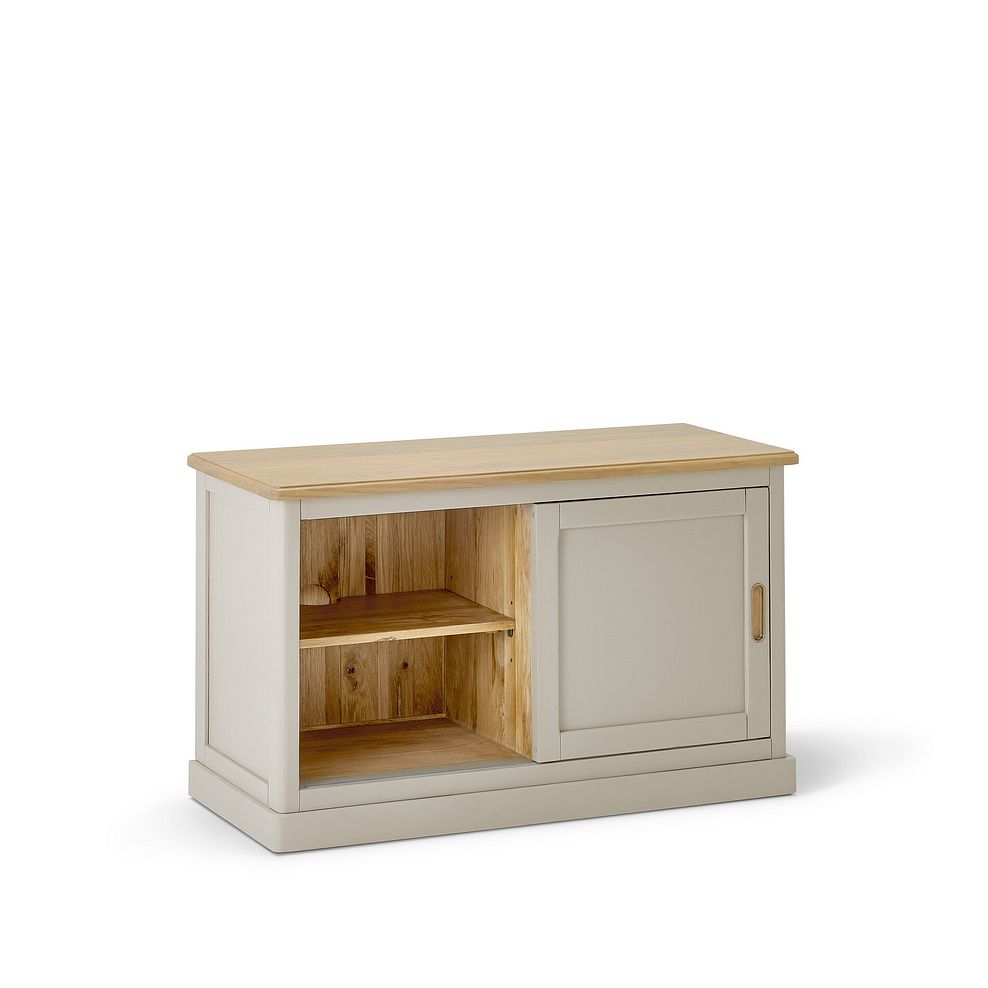Henley Natural Oak and Stone Painted Hardwood Small TV Unit 3