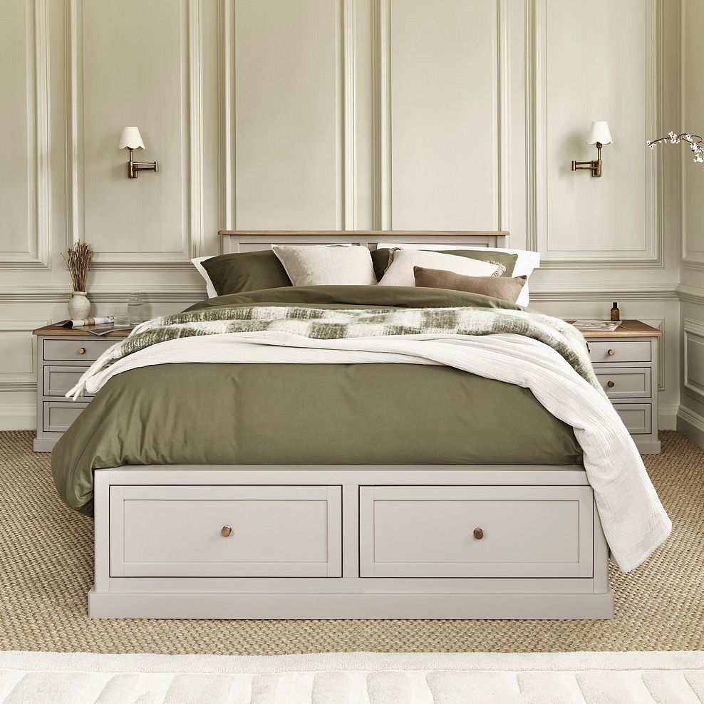 Henley Natural Oak and Stone Painted Hardwood Storage Double Bed 3
