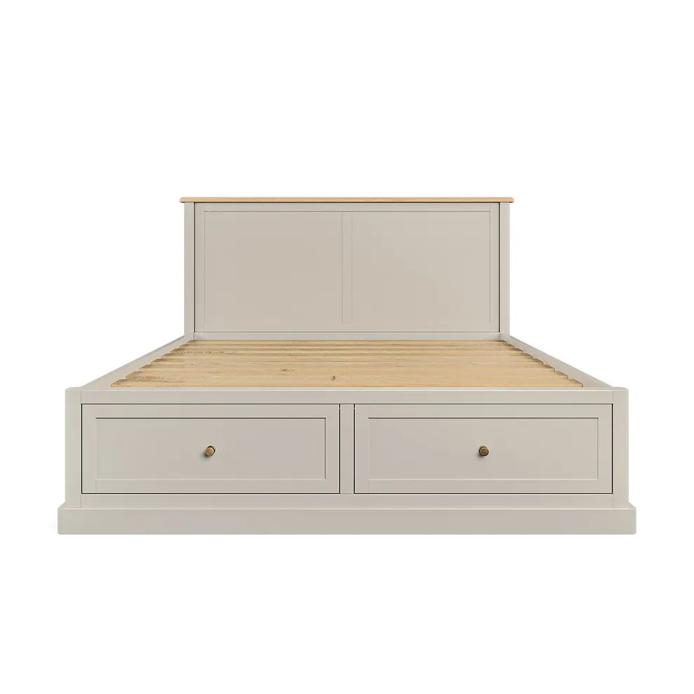 Henley Natural Oak and Stone Painted Hardwood Storage King-size Bed 7