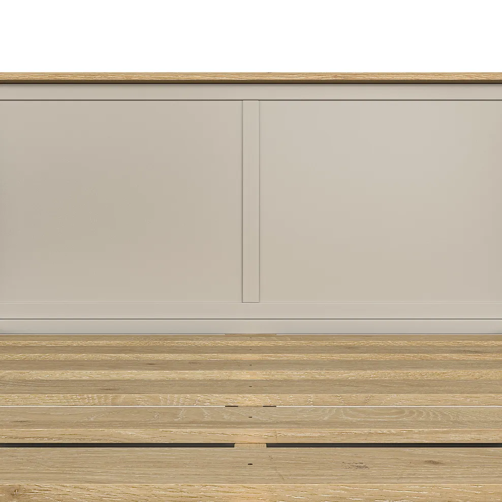 Henley Natural Oak and Stone Painted Hardwood Storage King-size Bed 10
