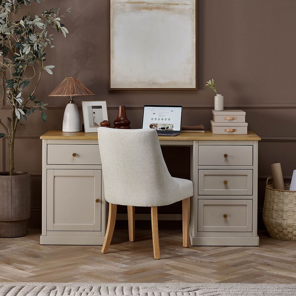 Henley Natural Oak and Stone Painted Large Computer Desk 1