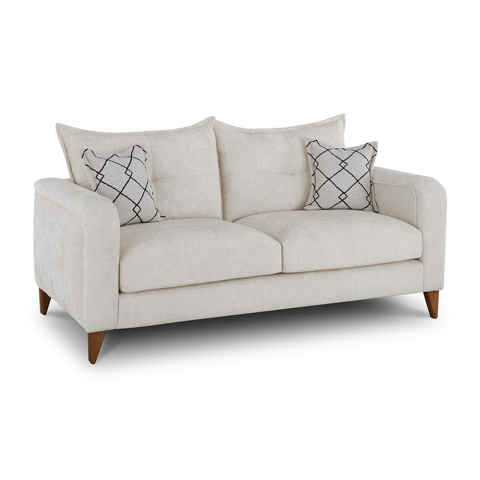 Hepburn 3 Seater Sofa in Coco Pearl Fabric with Rustic Oak Feet
