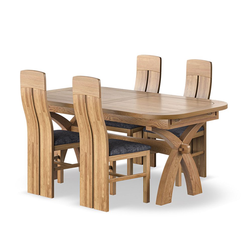 Hercules Natural Oak 6ft Extending Dining Table + 4 Lily Natural Oak Dining Chairs with Brooklyn Asteroid Grey Fabric Seat 1