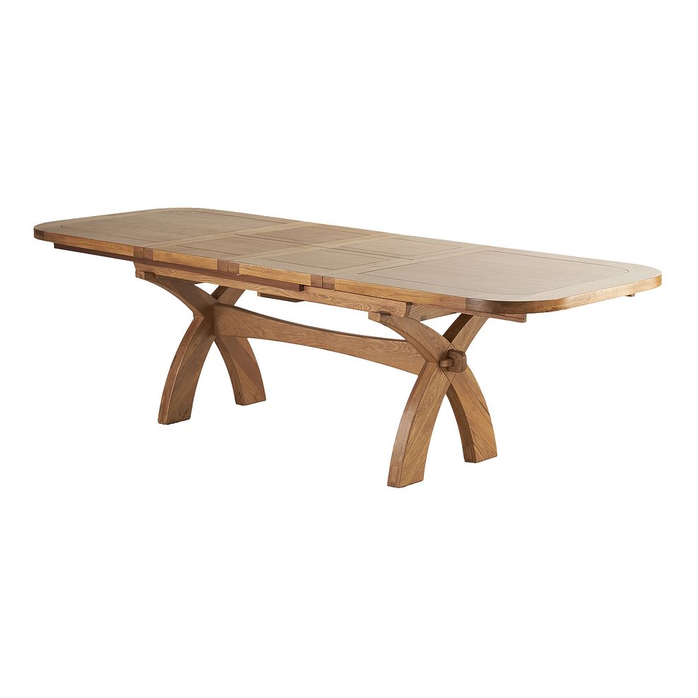 Hercules Natural Solid Oak Extending Dining Table and 6 Cross Back Chairs with Plain Truffle Fabric Seats 6
