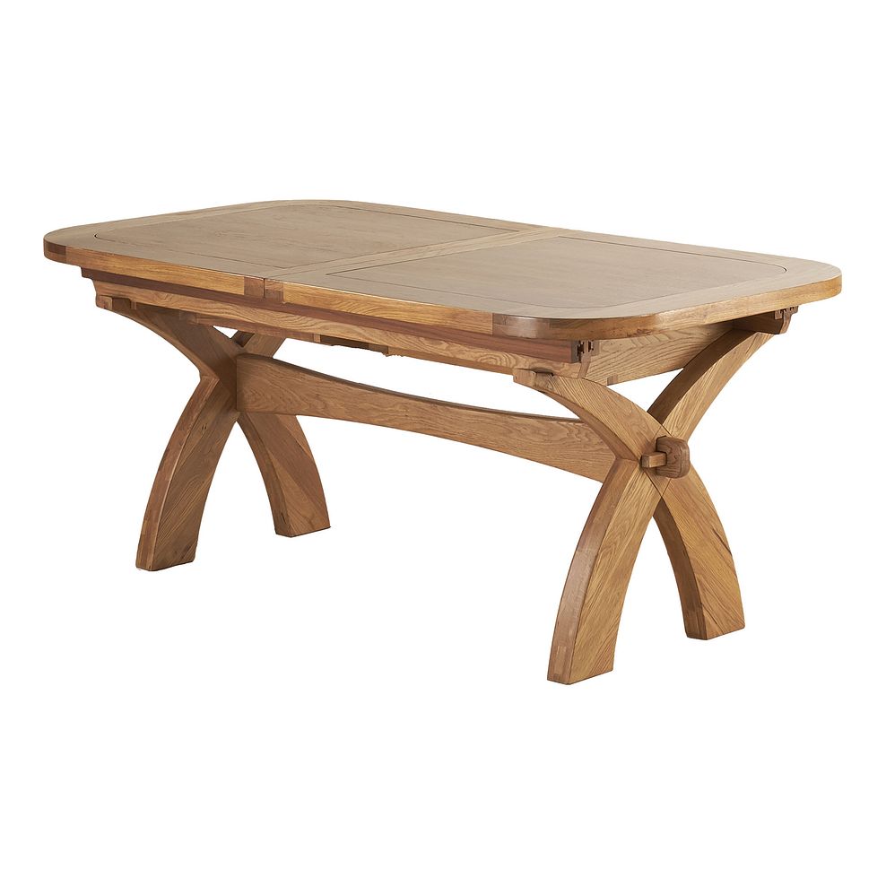 Hercules Natural Solid Oak Extending Dining Table and 8 Cross Back Chairs with Plain Charcoal Fabric Seats Thumbnail 3