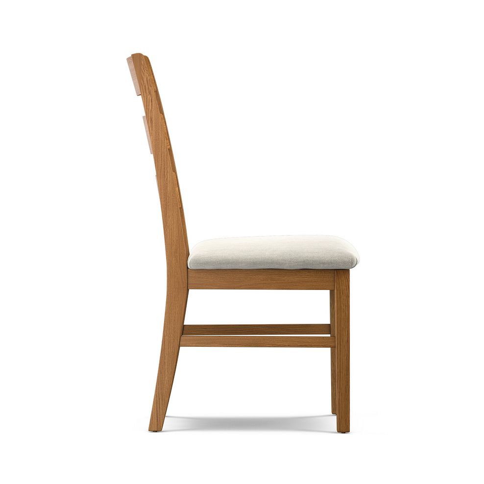 Hercules Rustic Extending Dining Table and 6 Linear Rustic Oak Chair with Verona Cream Fabric 6