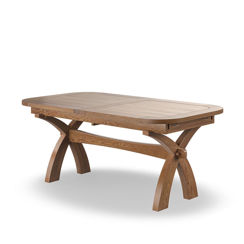 Hercules Rustic Oak Extending Dining Table + 6 Cross Back Rustic Oak Chairs with Plain Charcoal Fabric Seat 2