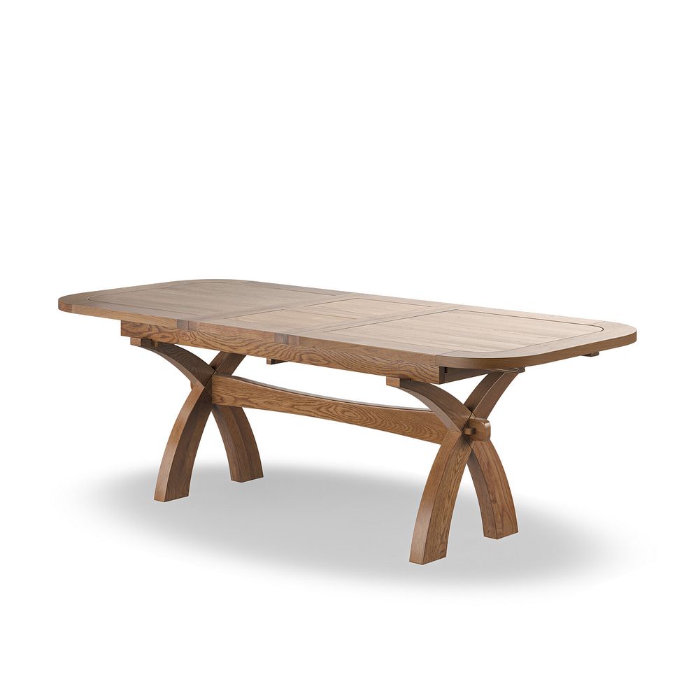 Hercules Rustic Oak Extending Dining Table + 6 Cross Back Rustic Oak Chairs with Plain Charcoal Fabric Seat 3