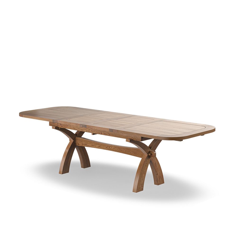 Hercules Rustic Oak Extending Dining Table + 6 Cross Back Rustic Oak Chairs with Plain Charcoal Fabric Seat 4