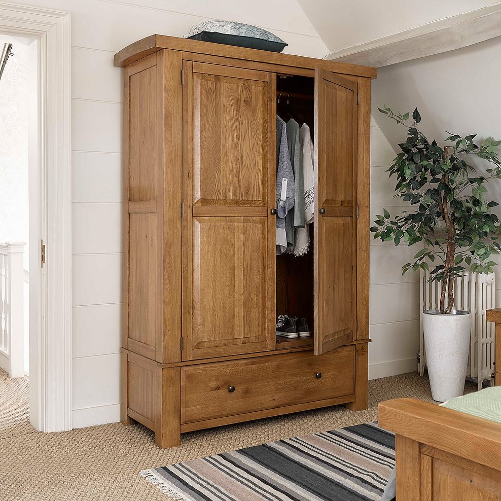 Hercules Rustic Solid Oak Double Wardrobe 1