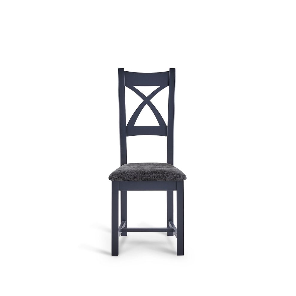 Highgate Blue Painted Chair with Brooklyn Asteroid Grey Crushed Chenille Seat 2
