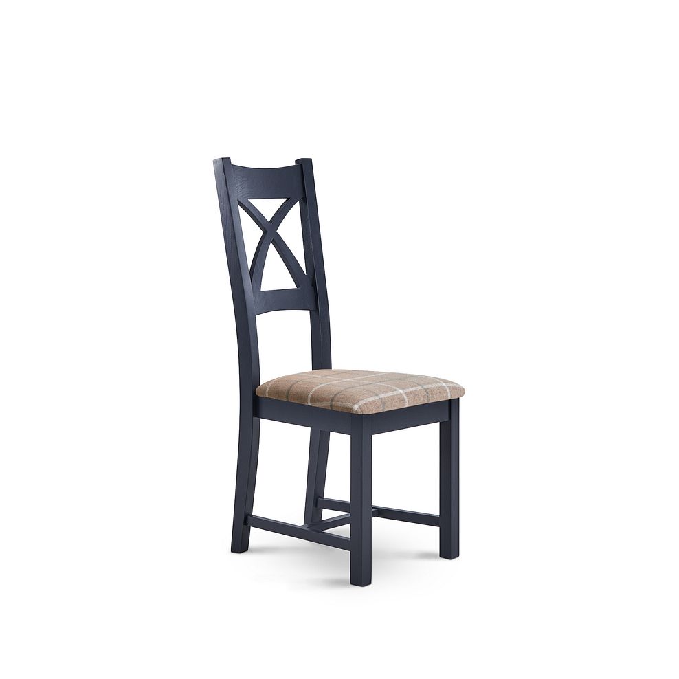Highgate Blue Painted Chair with Checked Beige Fabric Seat 1