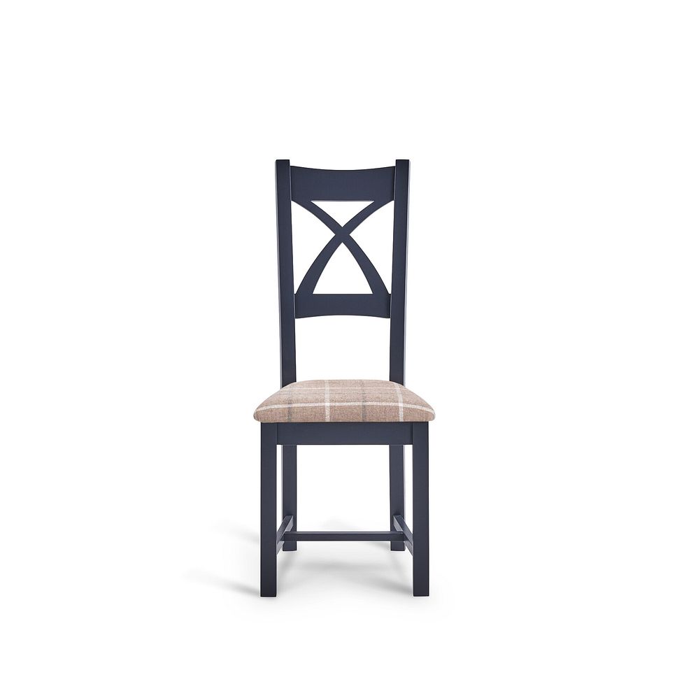Highgate Blue Painted Chair with Checked Beige Fabric Seat 2