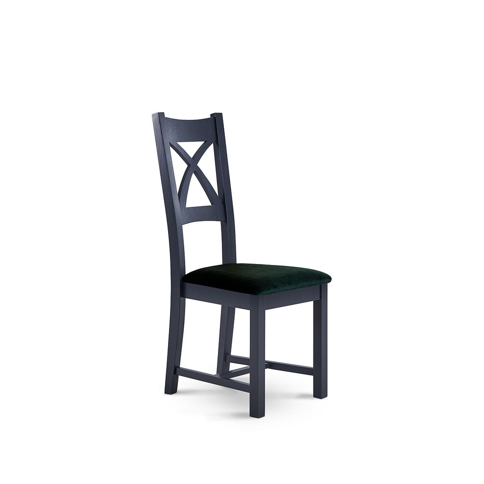 Highgate Blue Painted Chair with Heritage Bottle Green Velvet Seat 1