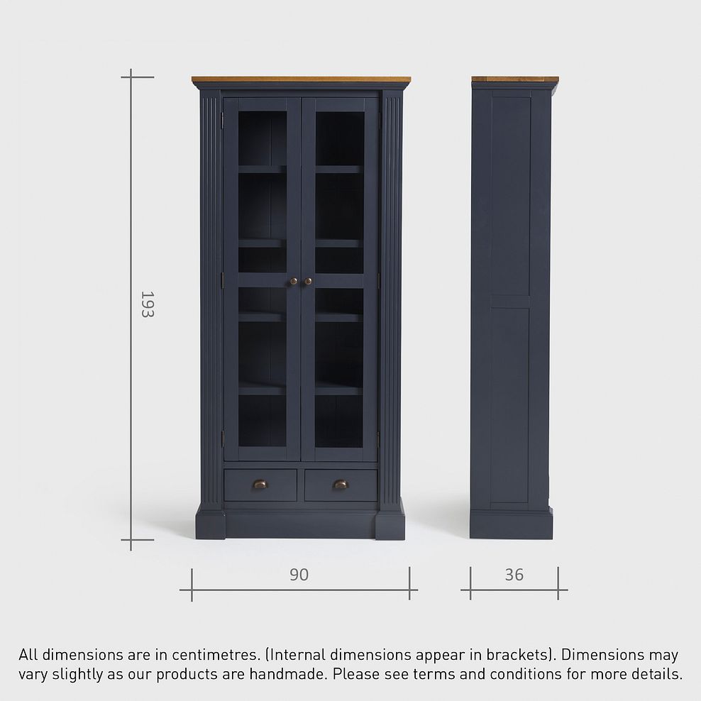Highgate Rustic Oak and Blue Painted Hardwood Display Cabinet 7