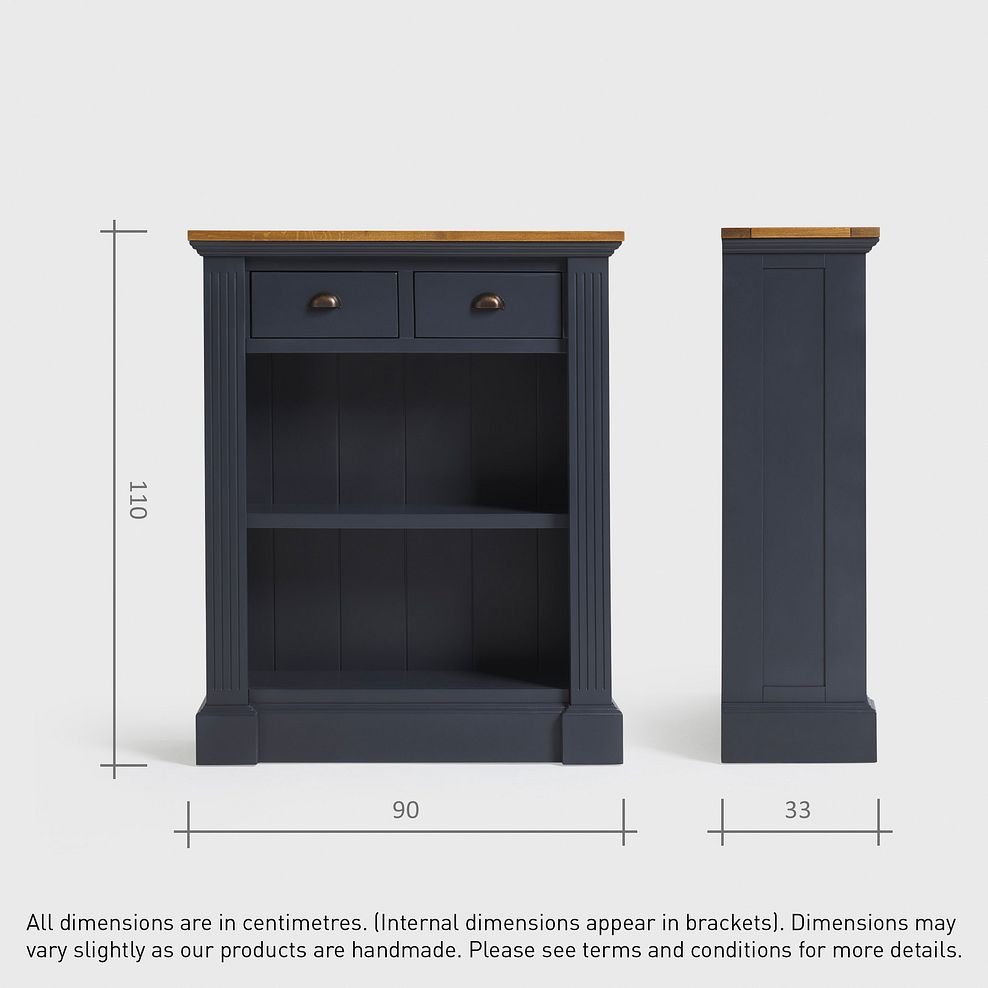 Highgate Rustic Oak and Blue Painted Hardwood Small Bookcase Thumbnail 8