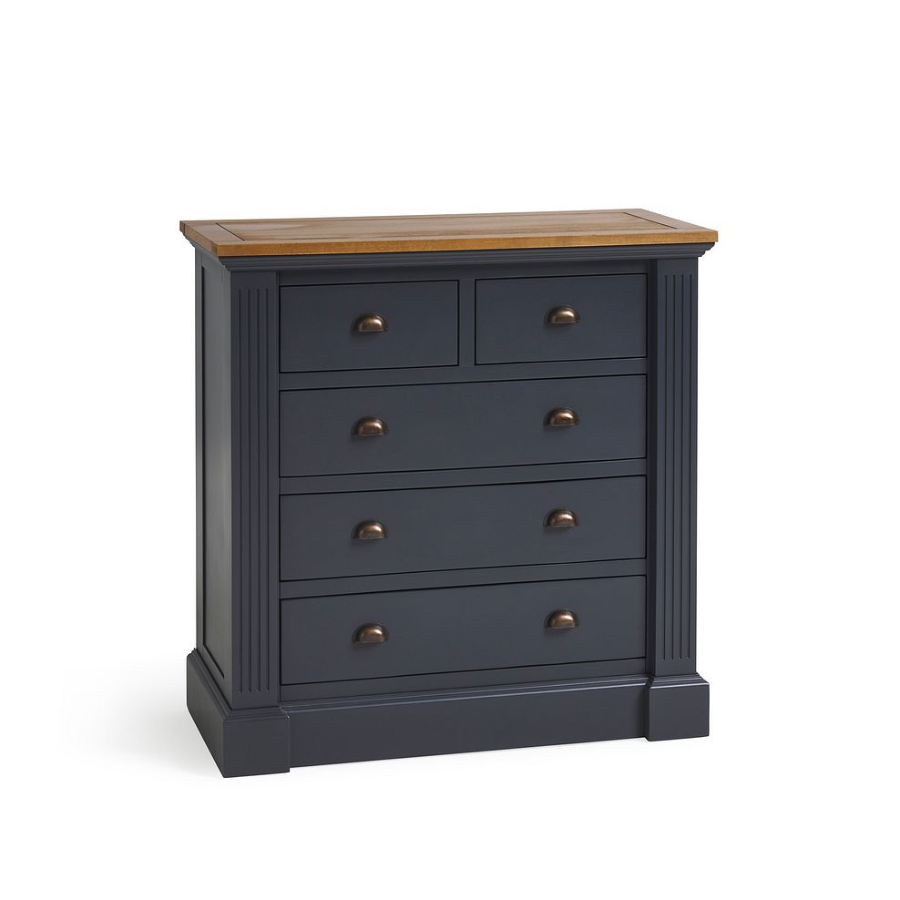 Highgate Rustic Oak and Blue Painted Hardwood 2+3 Chest of Drawers 3