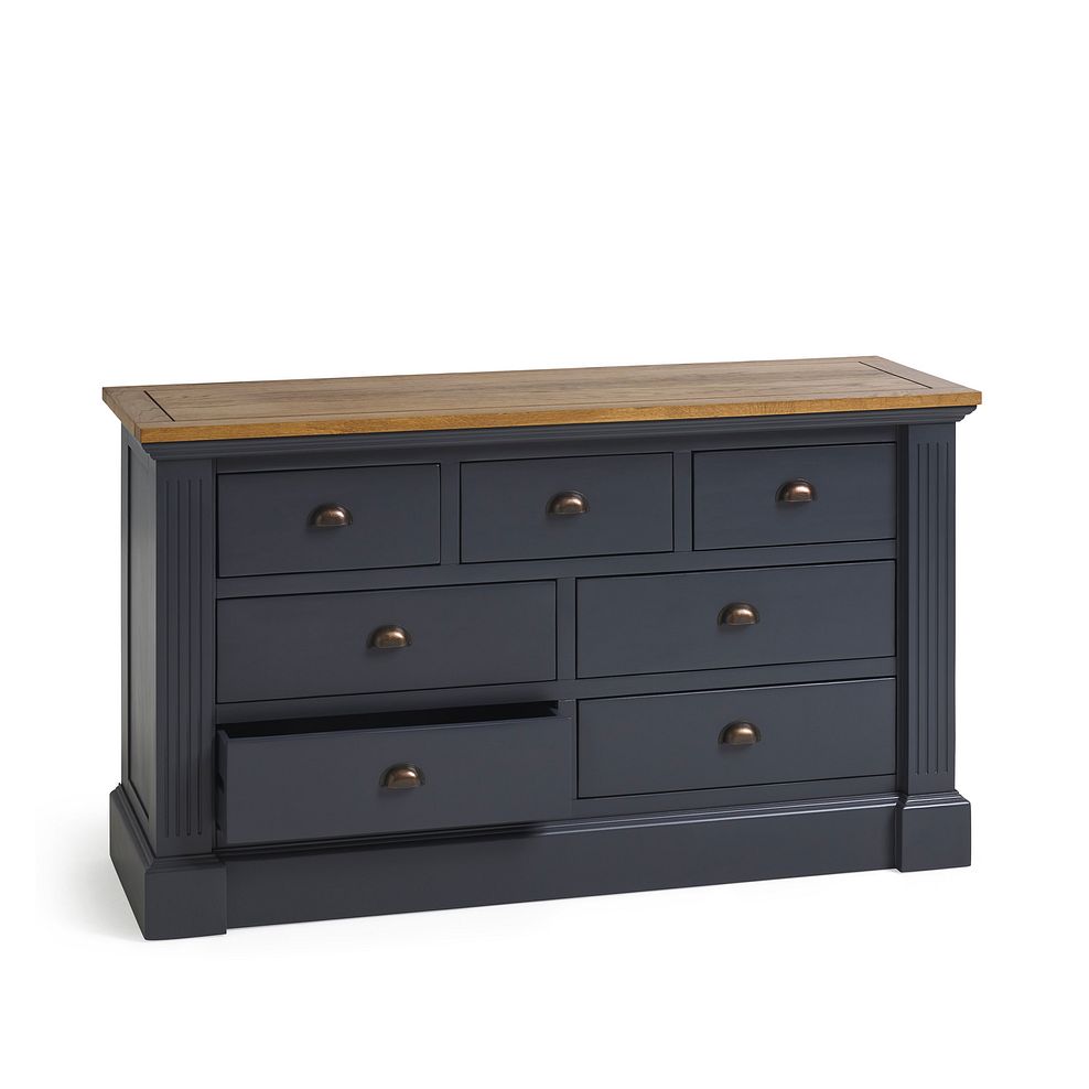 Highgate Rustic Oak and Blue Painted Hardwood 3+4 Chest of Drawers Thumbnail 4
