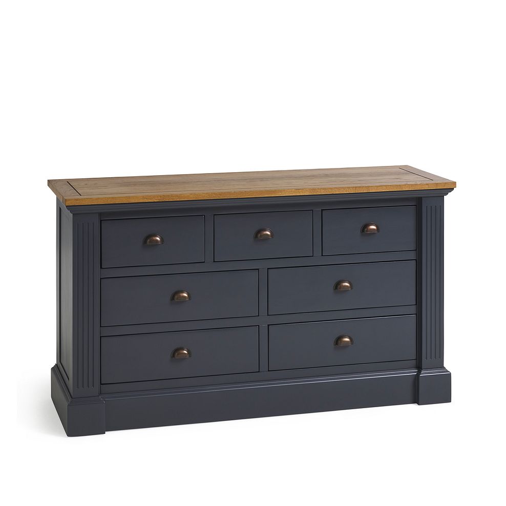 Highgate Rustic Oak and Blue Painted Hardwood 3+4 Chest of Drawers Thumbnail 3