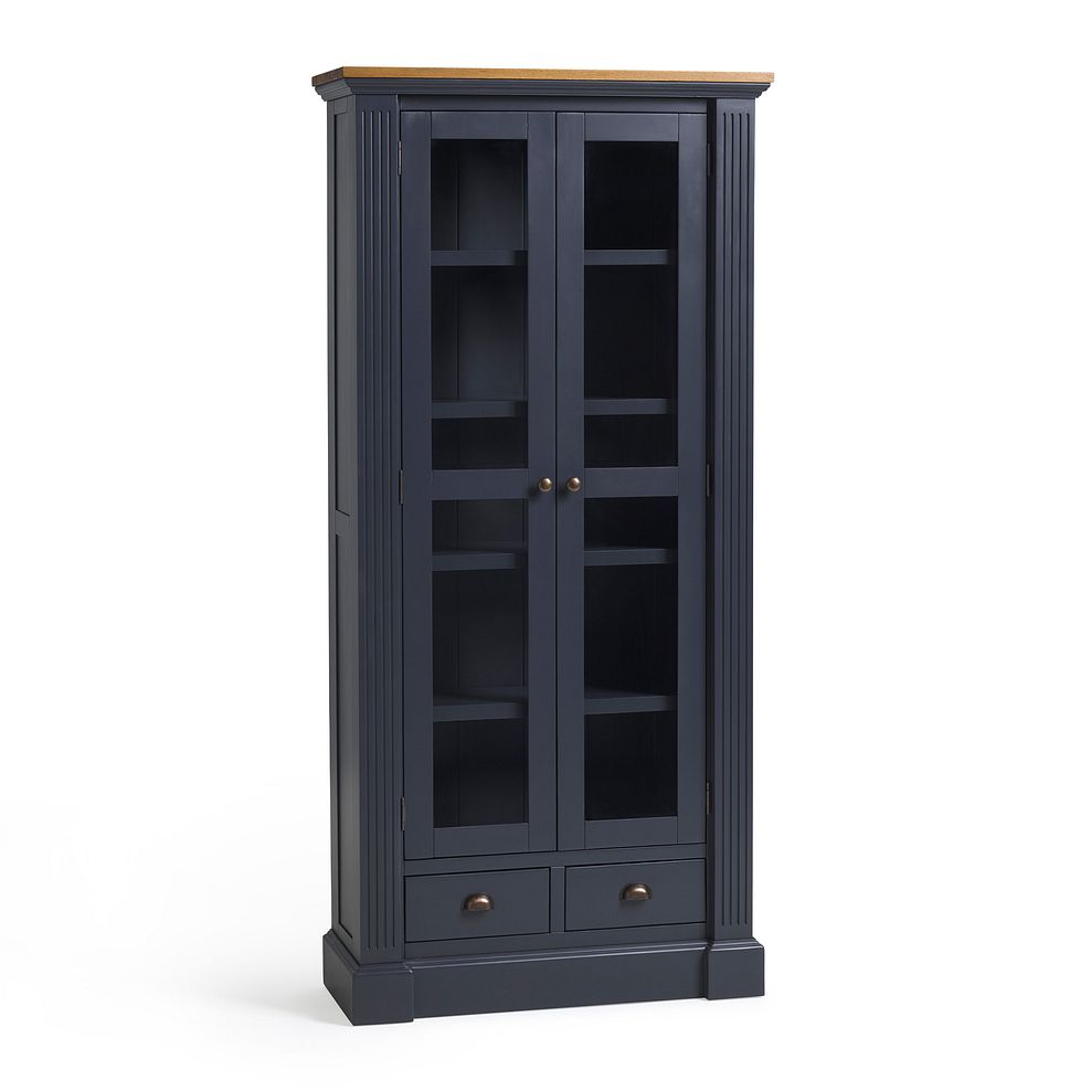 Highgate Rustic Oak and Blue Painted Hardwood Display Cabinet 3