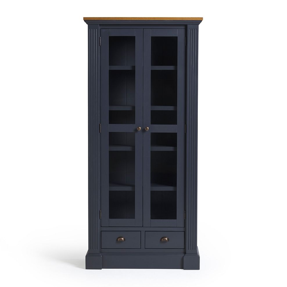 Highgate Rustic Oak and Blue Painted Hardwood Display Cabinet 2