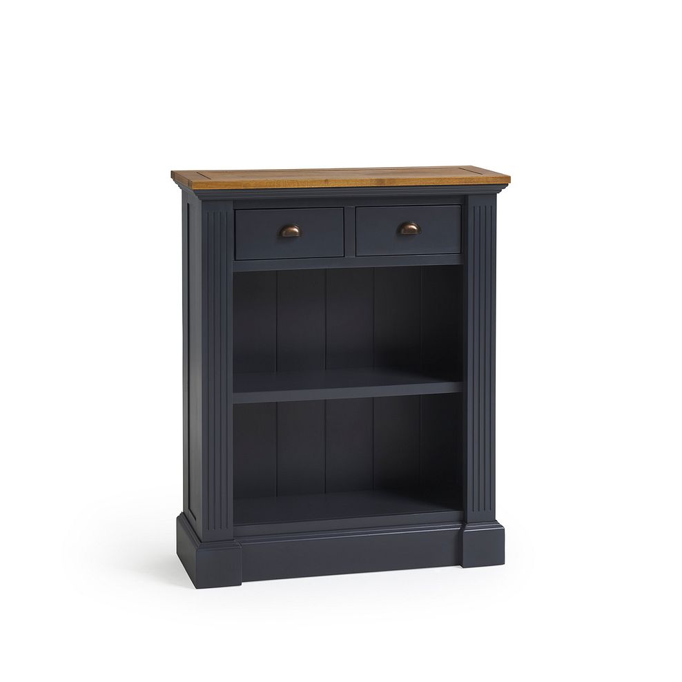 Highgate Rustic Oak and Blue Painted Hardwood Small Bookcase Thumbnail 3