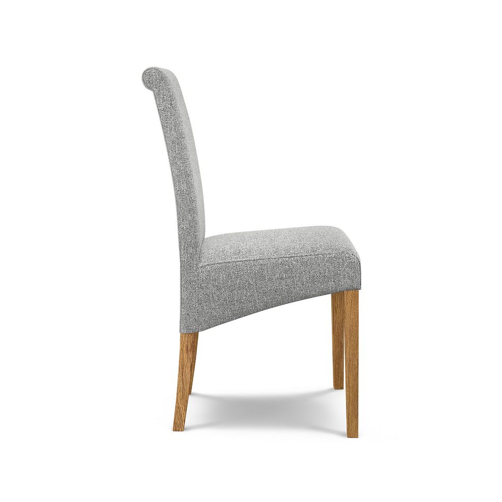 Highworth Natural Oak Dining Table and 6 Scroll Back Chair in Conway Grey Fabric 5